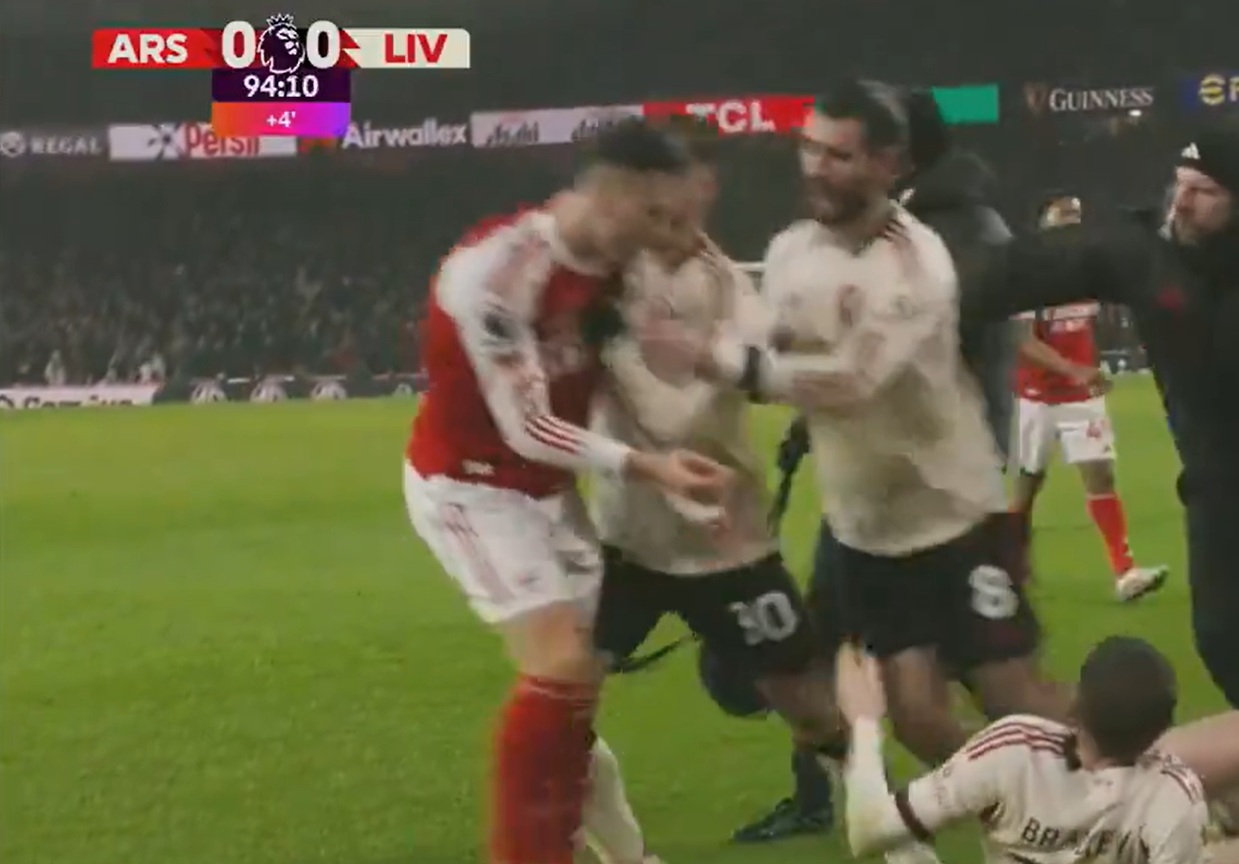 Dominik Szoboszlai took exception to Gabriel Martinelli shoving Conor Bradley while the Liverpool right-back was down injured