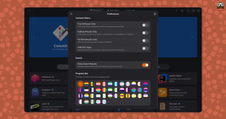 Bazaar settings showing Verified Results only toggle and progress bar colour options.