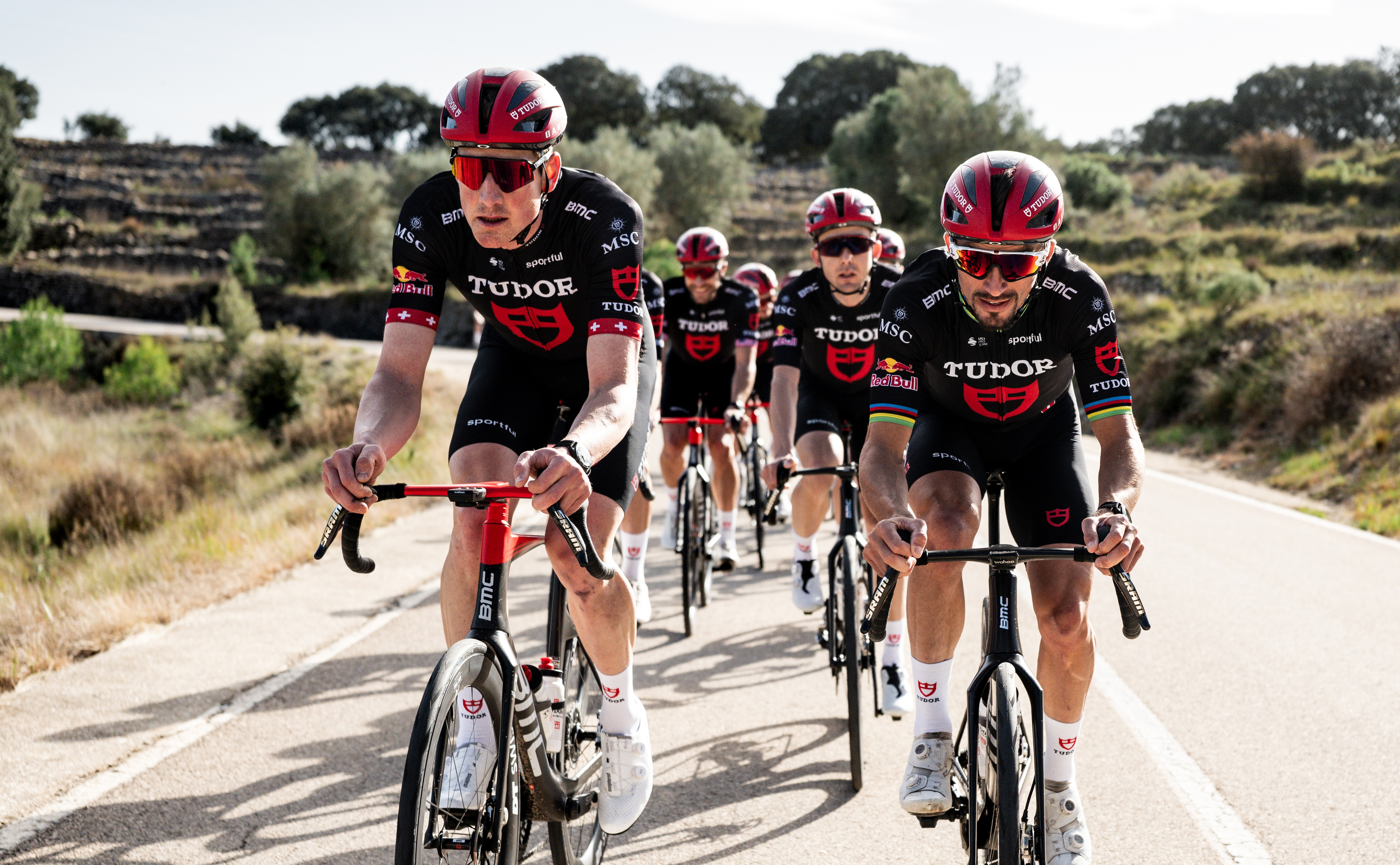 Stefan K&uuml;ng and Julian Alaphilippe lead Tudor Pro Cycling during training