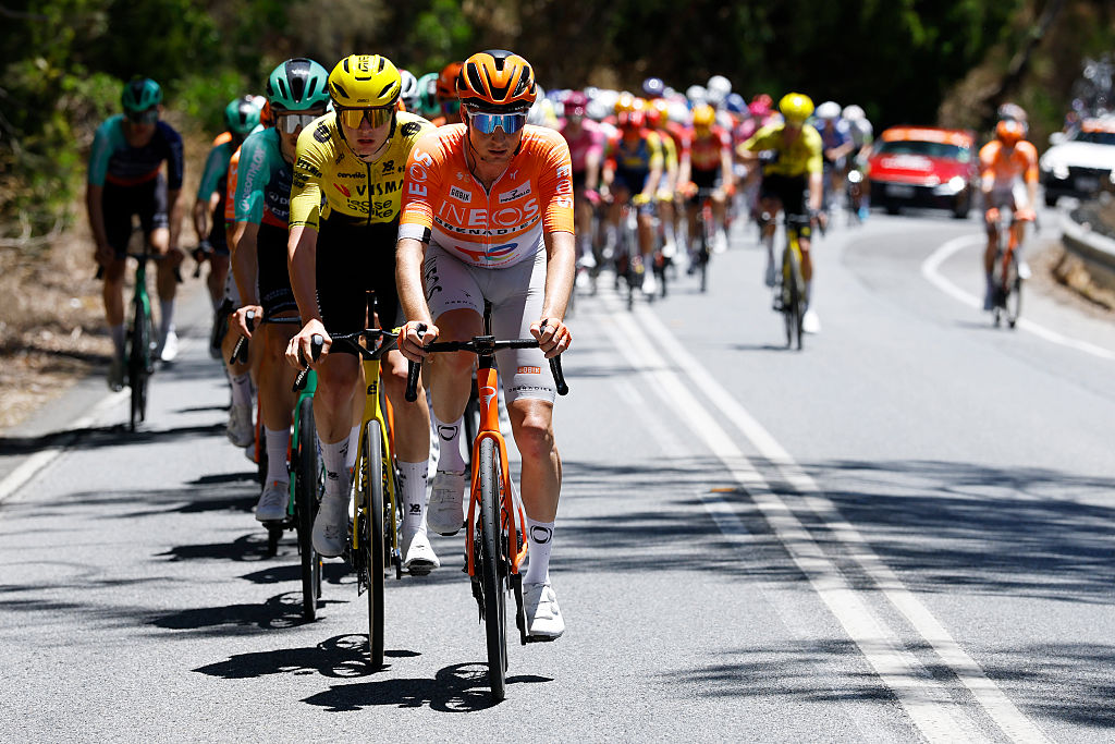 NAIRNE, AUSTRALIA - JANUARY 23: Lucas Hamilton of Australia and Team INEOS Grenadiers competes during the 26th Santos Tour Down Under 2026, Stage 3 a 140.8km stage from Henley Beach to Nairne / #UCIWT / on January 23, 2026 in Nairne, Australia. (Photo by Con Chronis/Getty Images)