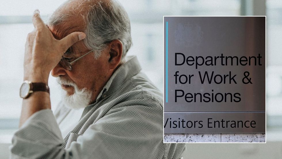 Older man and DWP sign