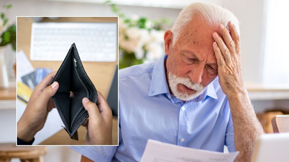 Older man and empty wallet