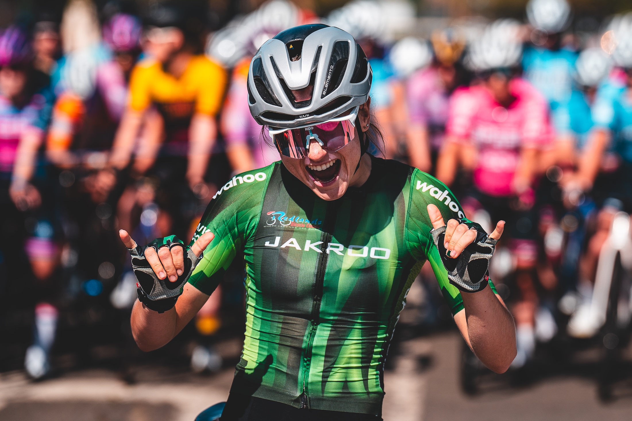 Emmi Gilbert finished fifth overall at the 2025 Redlands Bicycle Classic riding for the JAKROO Women's Composite Team