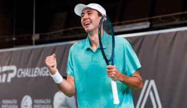 Chris Rodesch celebrates winning the Oeiras Challenger.