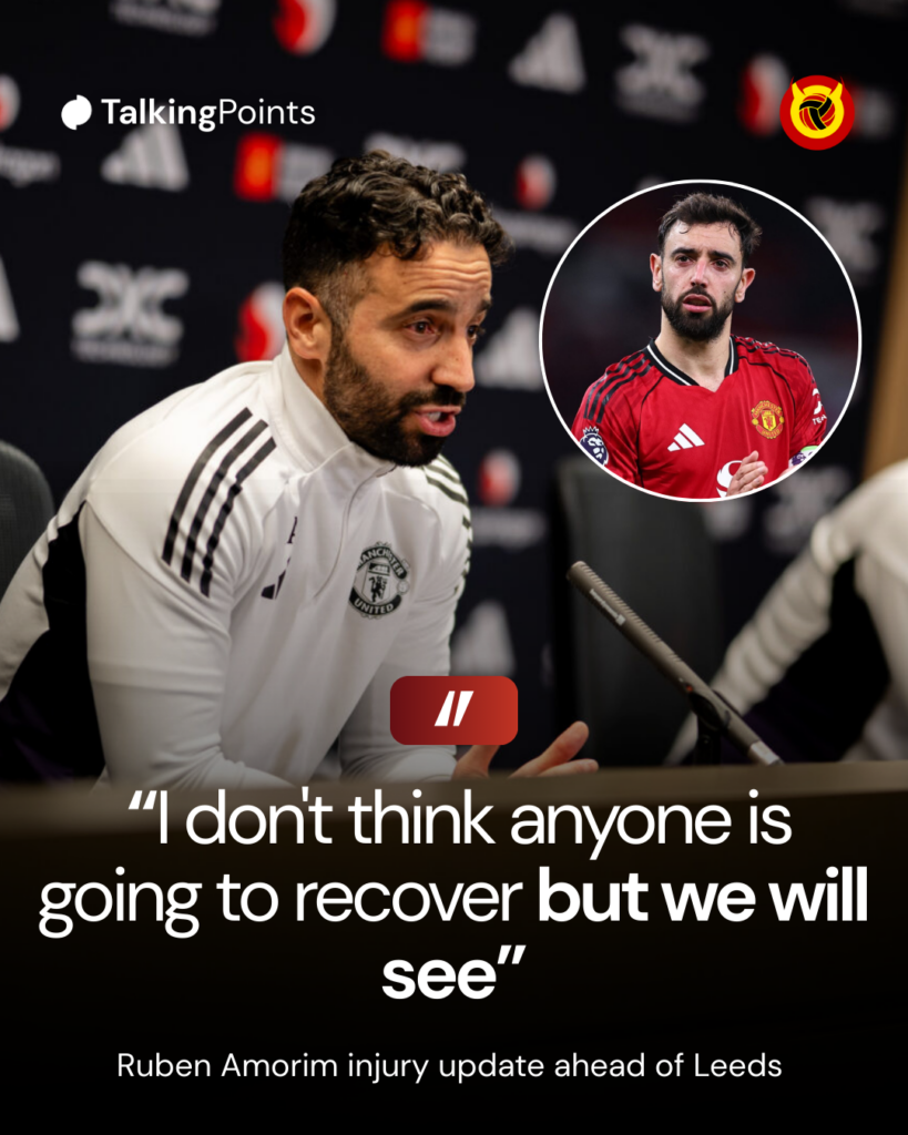 Manchester United manager Ruben Amorim speaks during a press conference at the Carrington training complex in 2025 in Manchester, England.