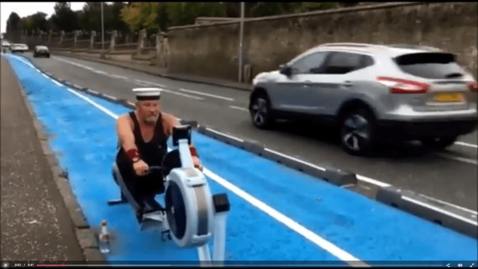 Rowing cycle lane protest, Holmston Road, Ayr, Scotland