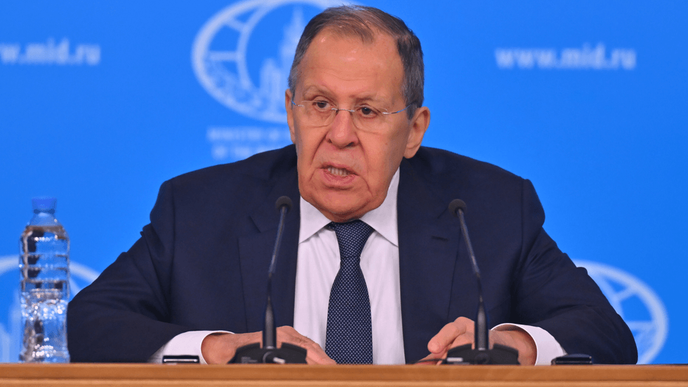 Sergei Lavrov during a press conference in Moscow
