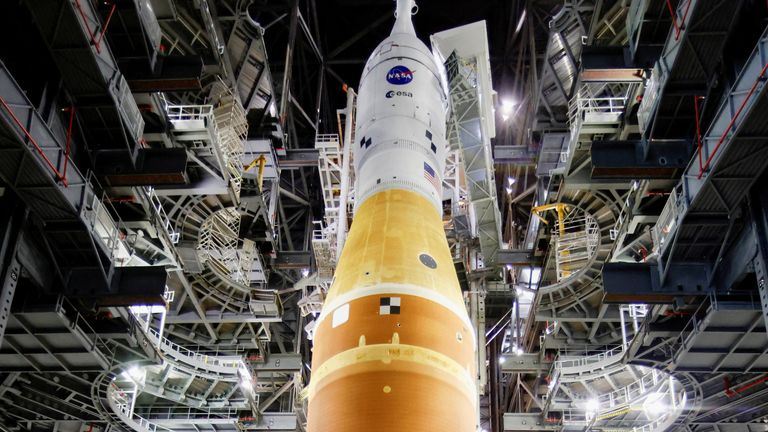NASA's Space Launch System rocket with the Orion crew capsule. Pic: Reuters