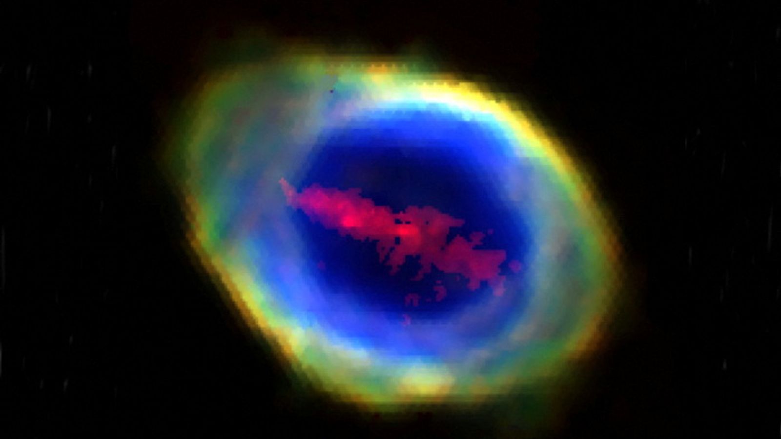 Ring Nebula with 'bar' spotted by William Herschel Telescope. Pic: Roger Wesson/Reuters