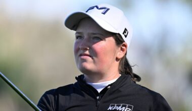 Lottie Woad of England, watches the flight of the ball after hitting from the seventh fairway during the first round of the Tournament of Champions LPGA golf tournament, Thursday, Jan. 29, 2026, in Orlando, Fla. (AP Photo/Phelan M. Ebenhack)