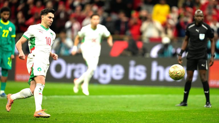Morocco's Brahim Abdelkader Díaz misses penalty