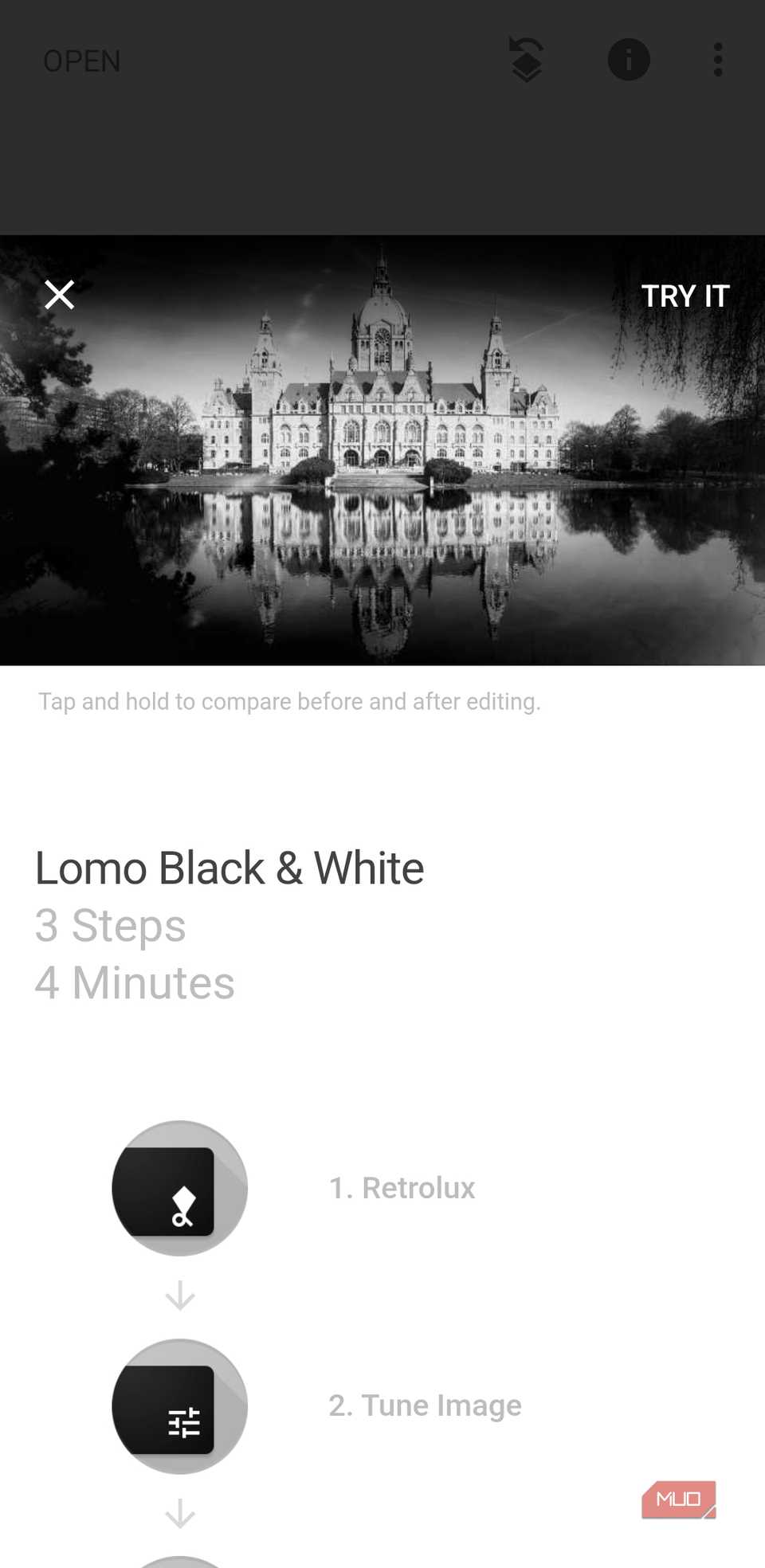 Snapseed black and white tutorial on Android