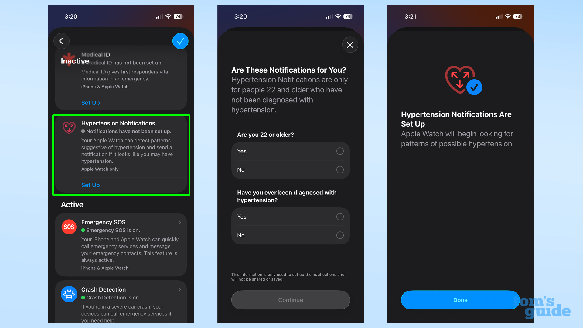 Apple Watch settings enable hypertension alerts