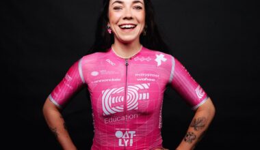 Axelle Dubau-Pr&eacute;vot poses in her EF Education-Oatly kit