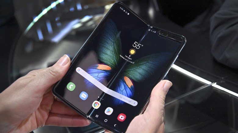 The Galaxy Fold 5G on display at an event