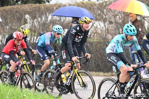 Tim Rex rides for Team Visma | Lease a Bike in wet weather gear