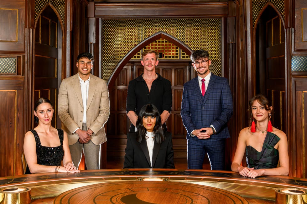 traitors final rachel, faraaz, claudia winkleman, stephen, jack jade bbc/studio lambert/paul chappells