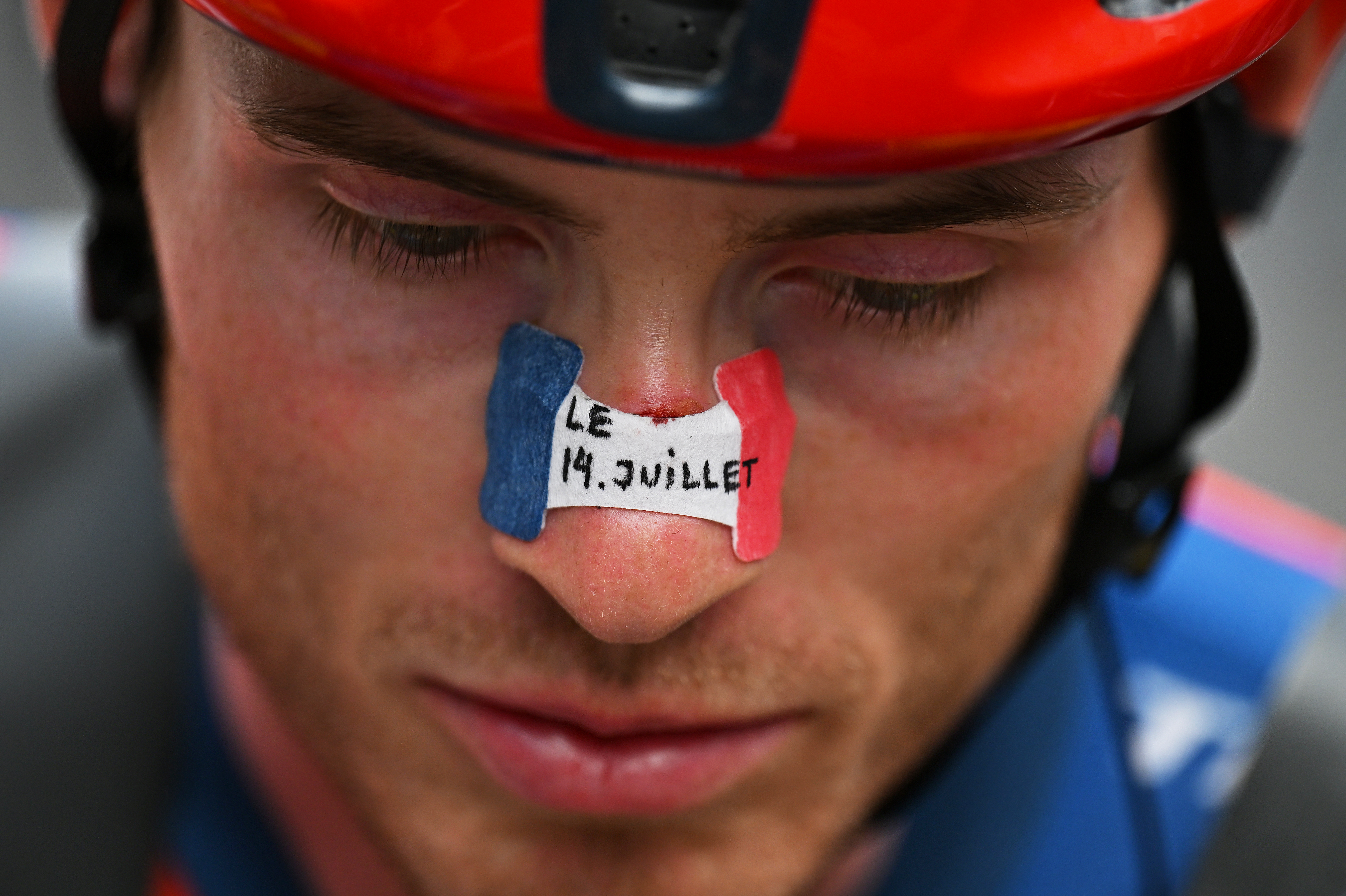 ENNEZAT, FRANCE - JULY 14: Detailed view of Mattias Skjelmose of Denmark and Team Lidl - Trek prior to the 112th Tour de France 2025, Stage 10 a 165.3km stage from Ennezat to Le Mont-Dore Puy de Sancy (Super Sancy) 1318m / #UCIWT / on July 14, 2025 in Ennezat, France. (Photo by Tim de Waele/Getty Images)