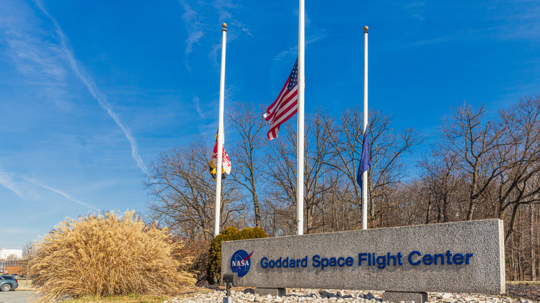 Flags at half-staff at the NASA Goddard Space Flight Center