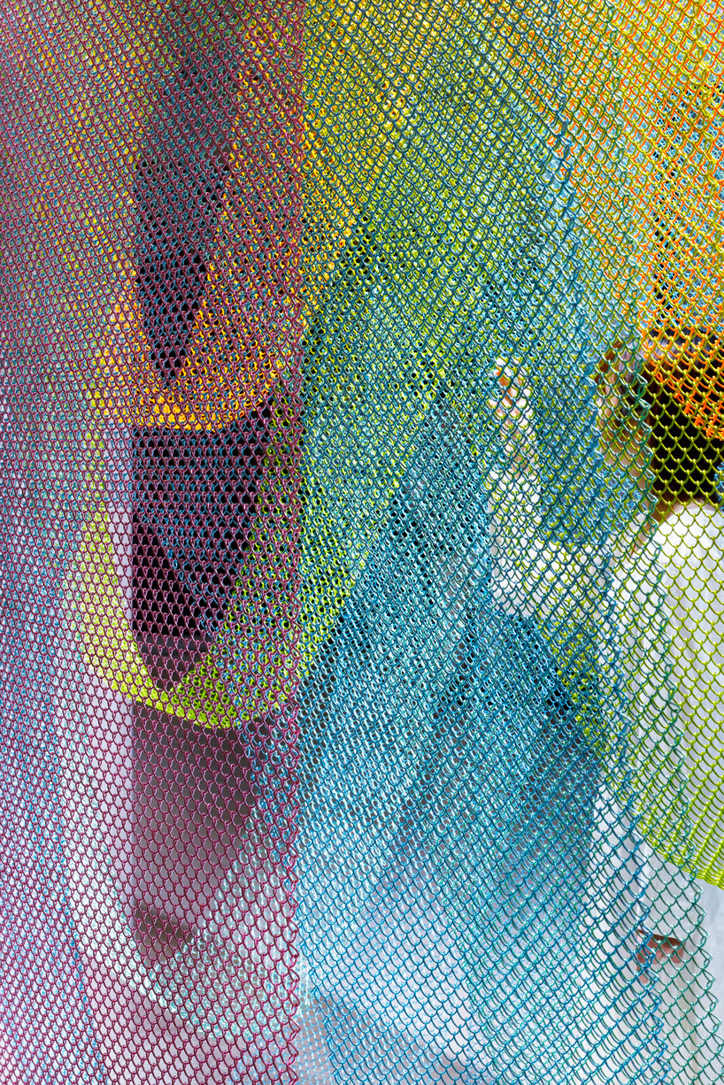 luminous layers of colored wire mesh weave tea ceremony house by moriyuki ochiai