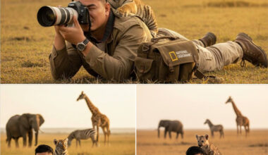 This AI image, posted on Facebook in October 2025, depicts something that would never happen — a tiger laying on someone’s back in the wild. And tigers do not share the African landscape with giraffes and zebras: The cats live in Asia.