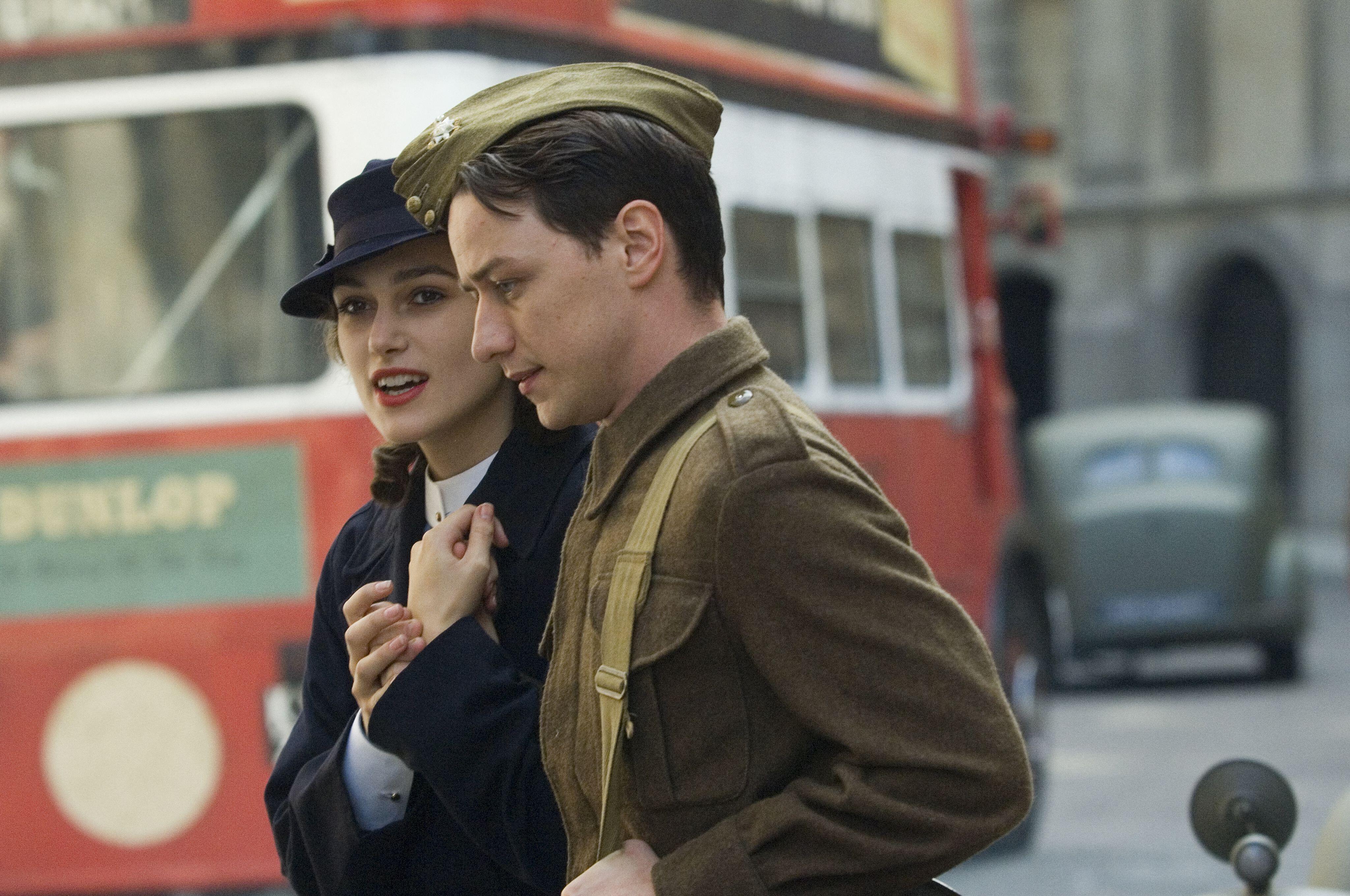 Keira Knightley and James McAvoy in a scene from the film "Atonement."