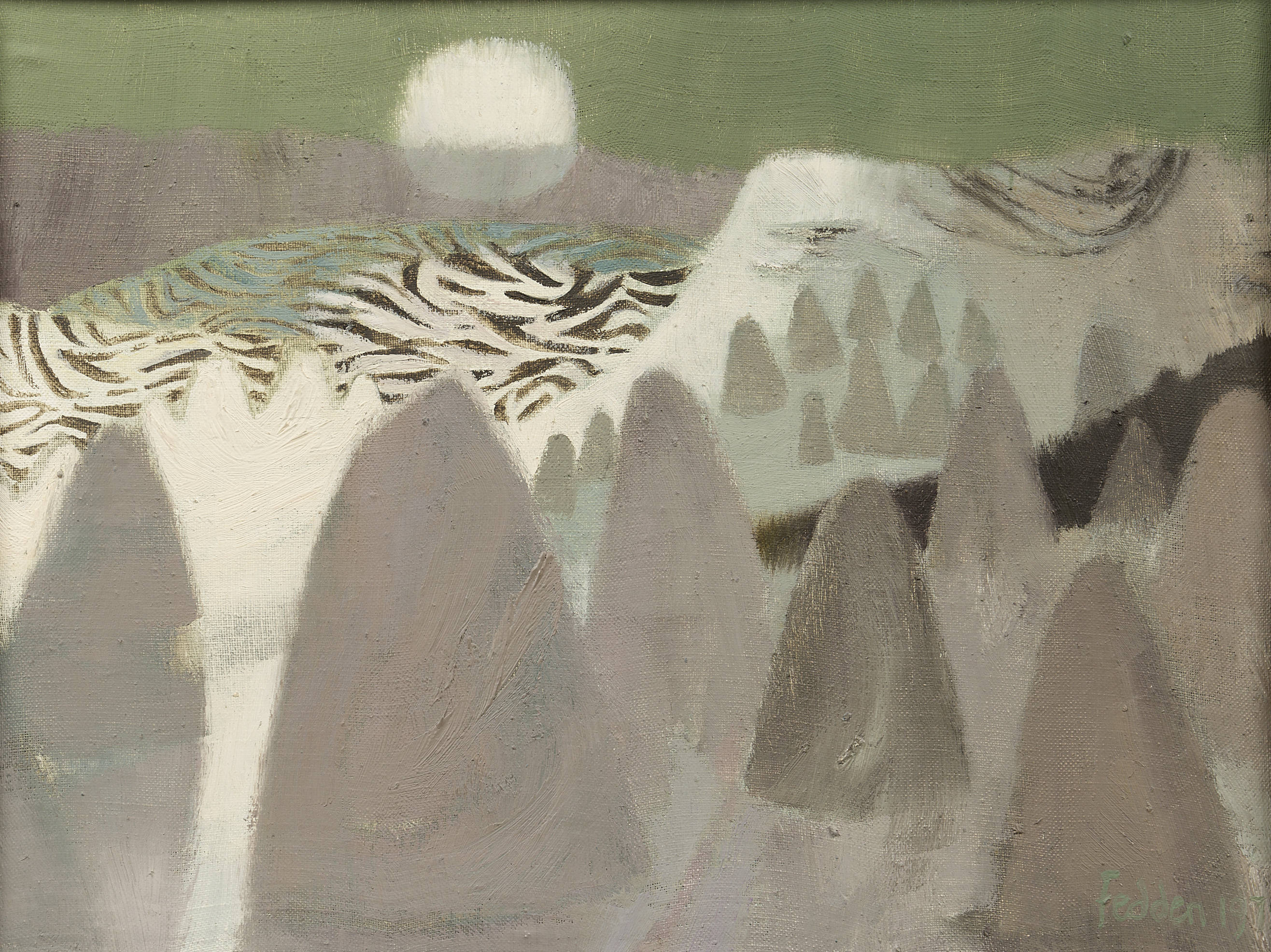 Oil on canvas painting titled "Cappadocia" showing a landscape with conical formations.