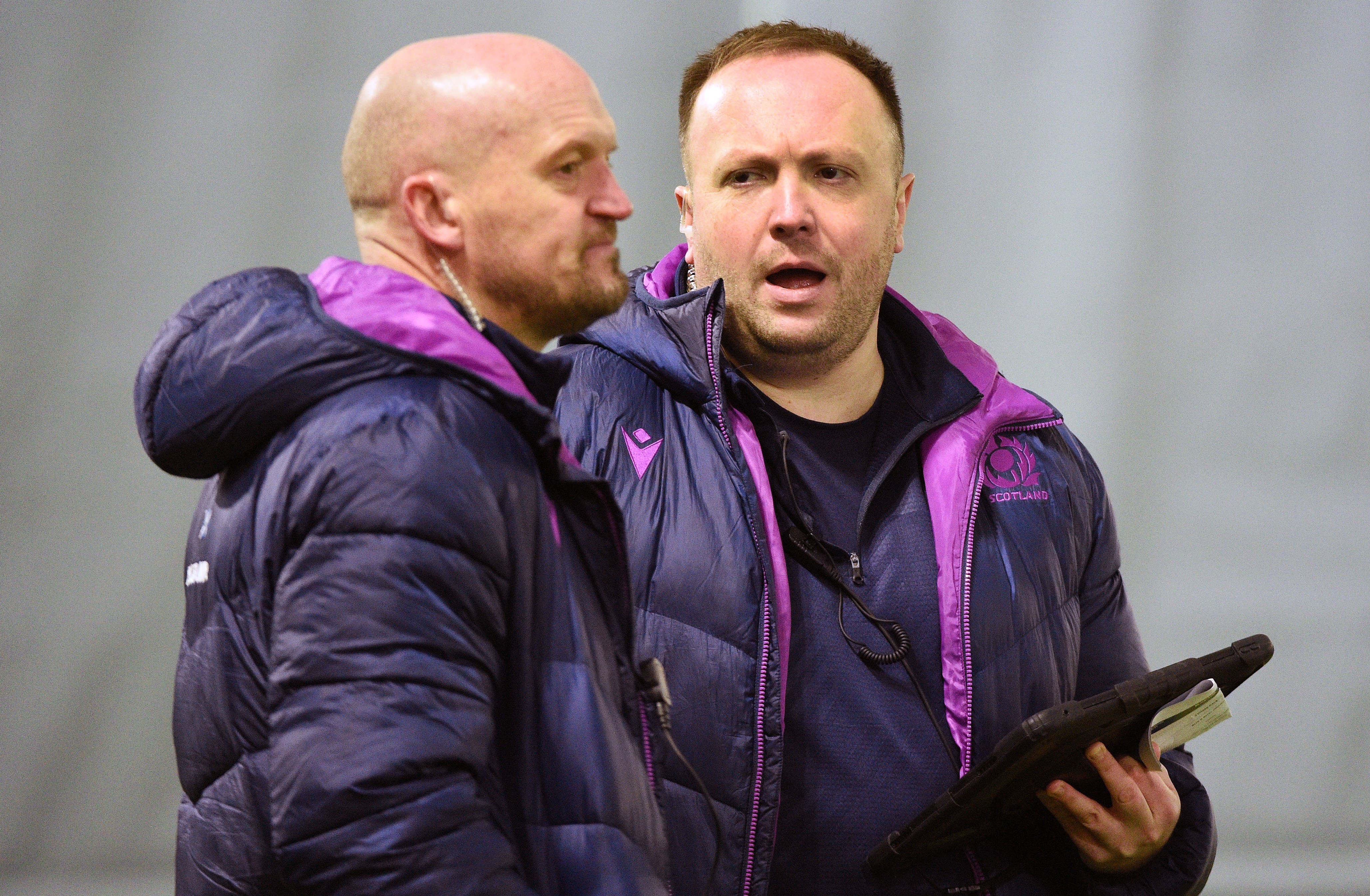 Gregor Townsend and Gavin Vaughan at Scotland training.