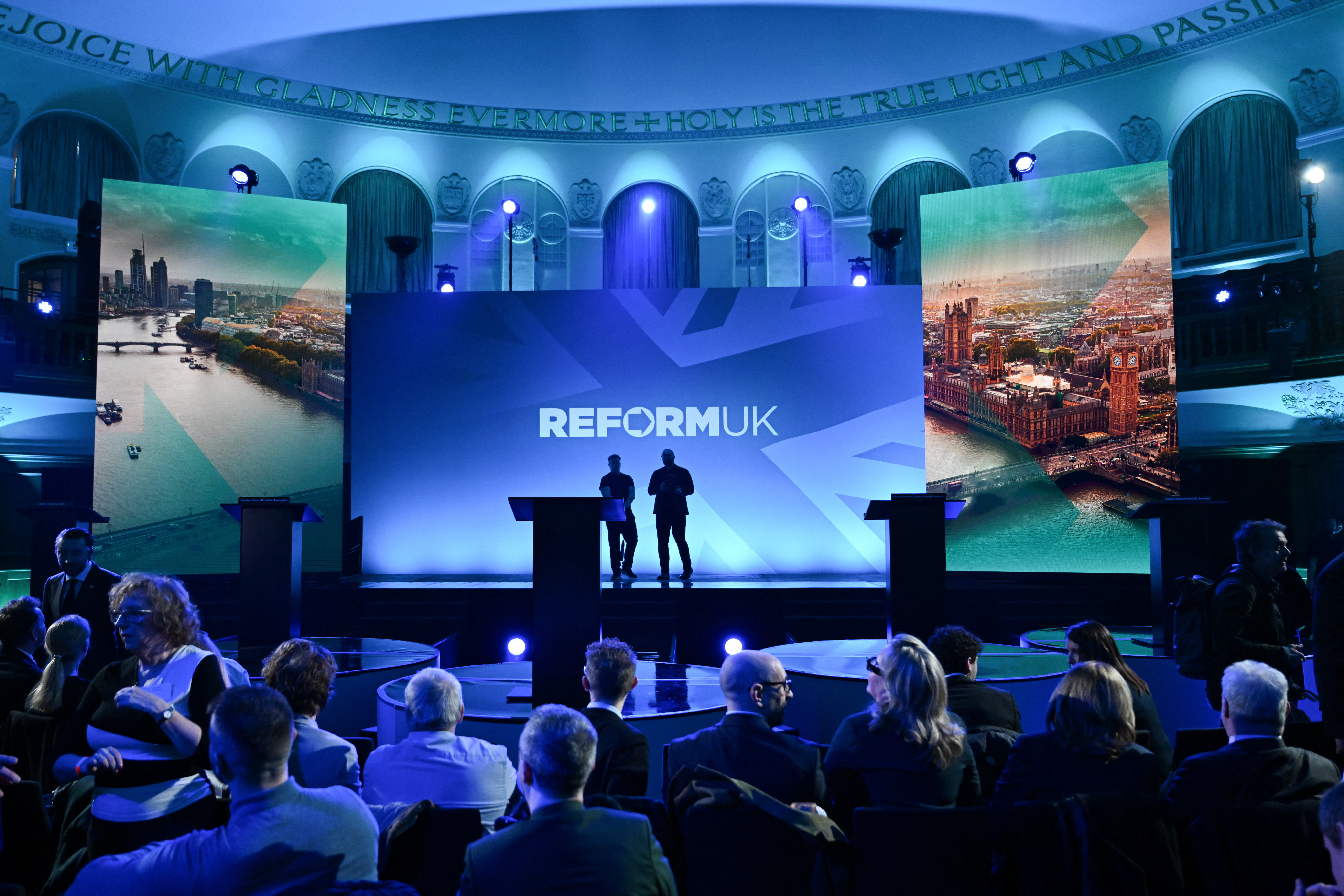 The podiums before Reform’s announcements