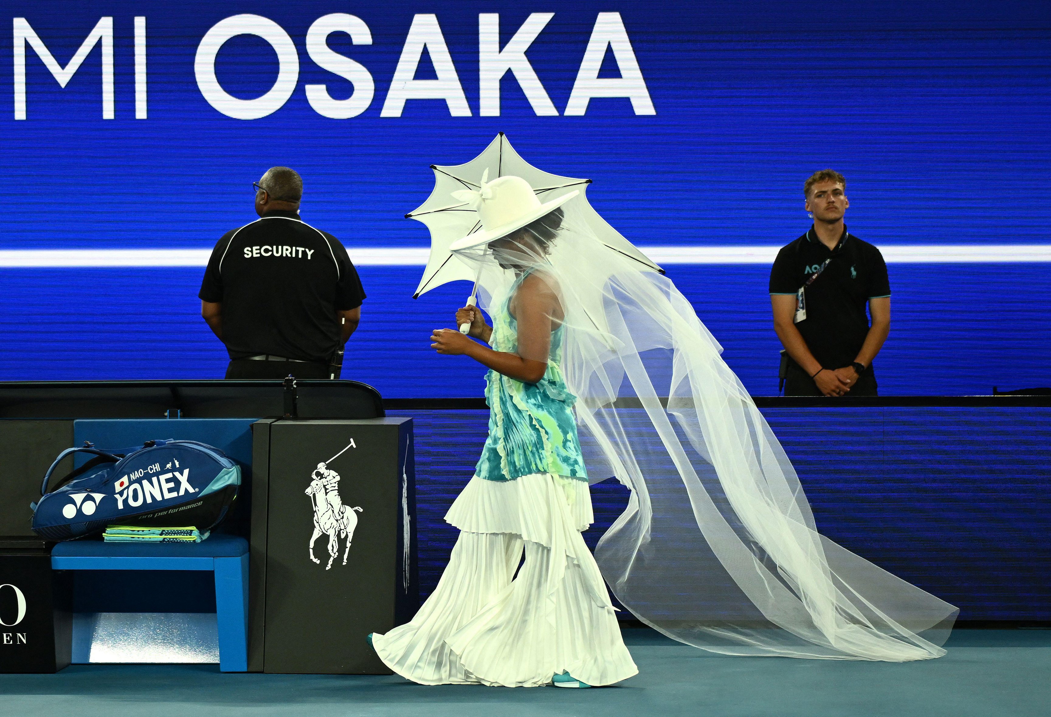 Melbourne, Australia. 20th Jan, 2026. Naomi Osaka of Japan enters the court ahead of the Women's 1st round match against Antonia Ruzic of Croatia on day 3 of the 2026 Australian Open tennis tournament at Melbourne Park in Melbourne, Tuesday, January