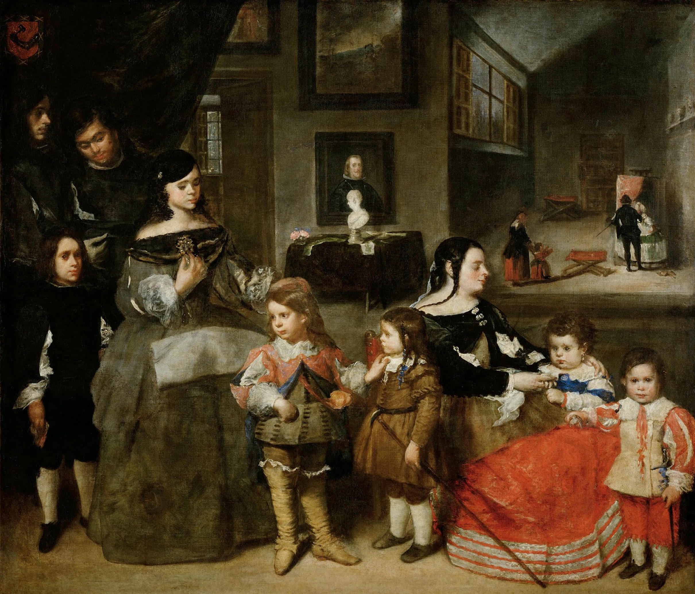 A family portrait, possibly the family of the painter Juan Bautista Martinez del Mazo, with several adults and children dressed in period clothing.