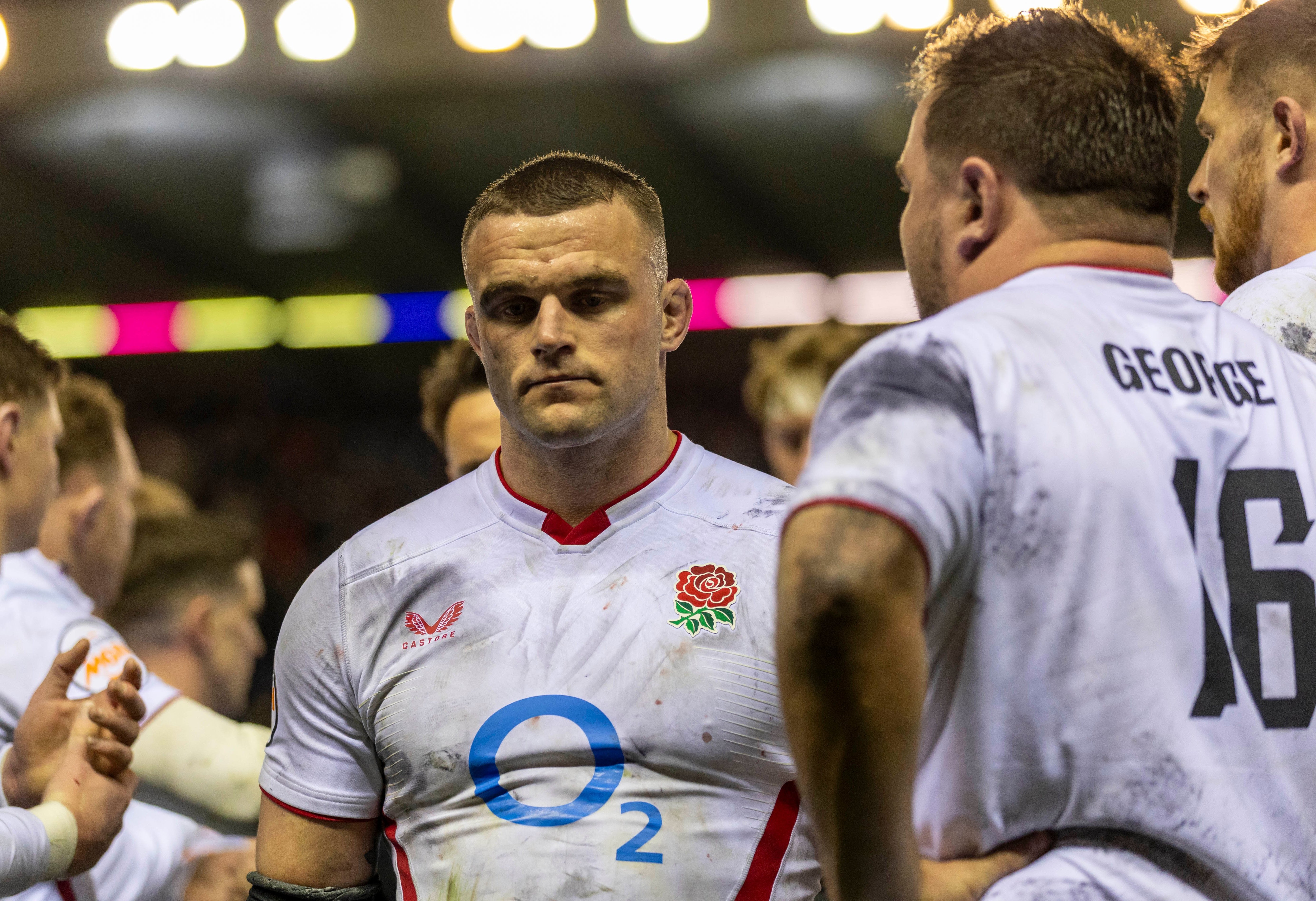 Ben Earl looking glum at Murrayfield Stadium during the Six Nations International Rugby match between Scotland and England.