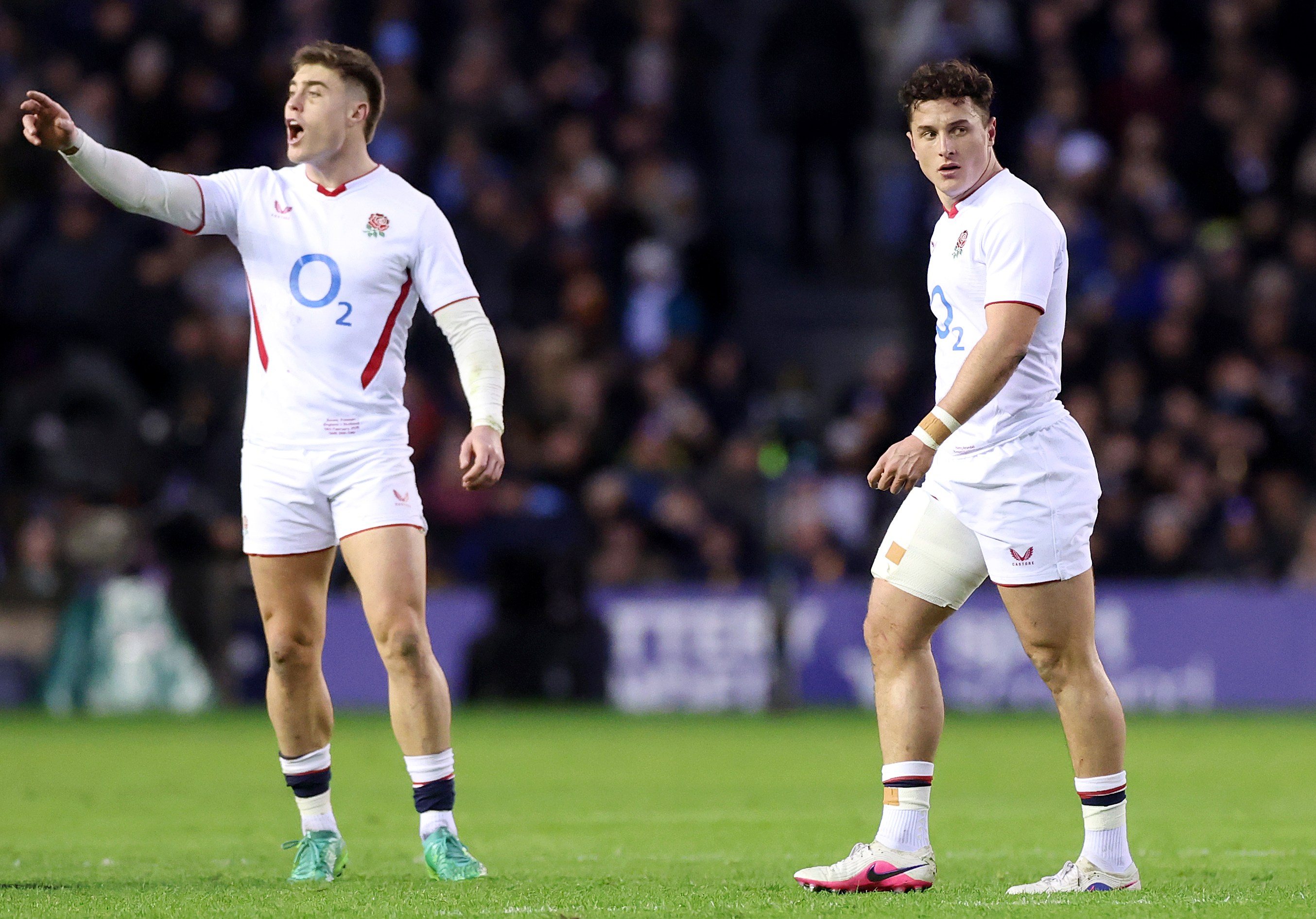 England's Henry Arundell looking dejected after receiving a second yellow card during the Guinness Six Nations 2026 match.