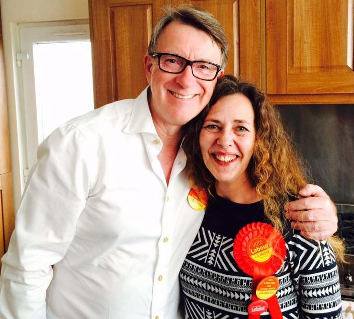 Peter Mandelson with Wes Streeting's mother, Corrina, during their campaign in Ilford North.
