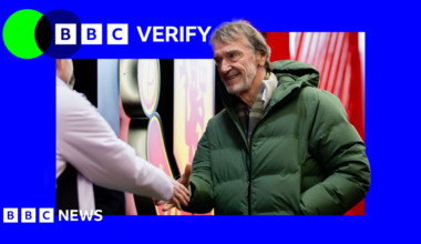 Sir Jim Ratcliffe wearing a green coat and shaking hands with someone