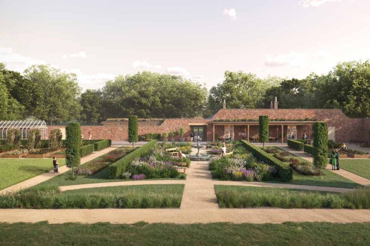 A visual for the walled garden and stable buildings at Priory Park Leisure and Wellness facility, planned at the former Lincolnshire Golf Club