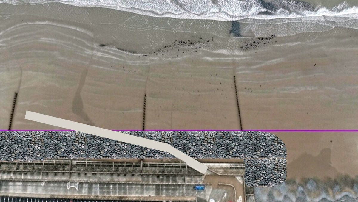 Kye's estimation of the amount of beach space lost to planned rock armour at low tide