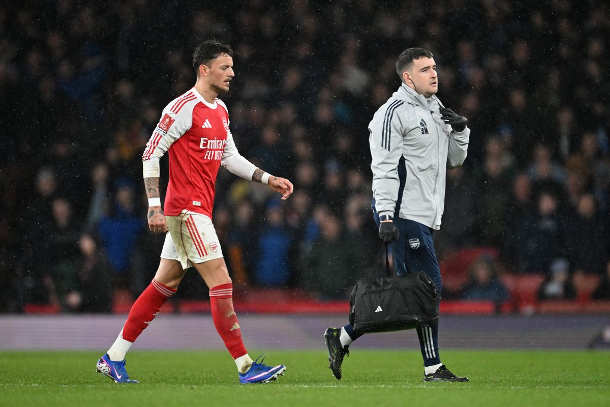 Ben White required treatment from Arsenal physios before being substituted in the FA Cup fourth round clash against Wigan Athletic