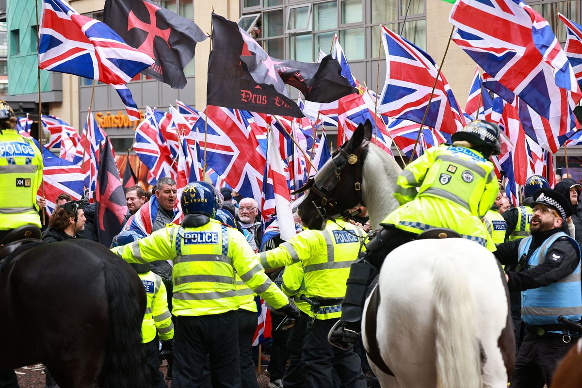 Britain First protesters in Manchester city centre
