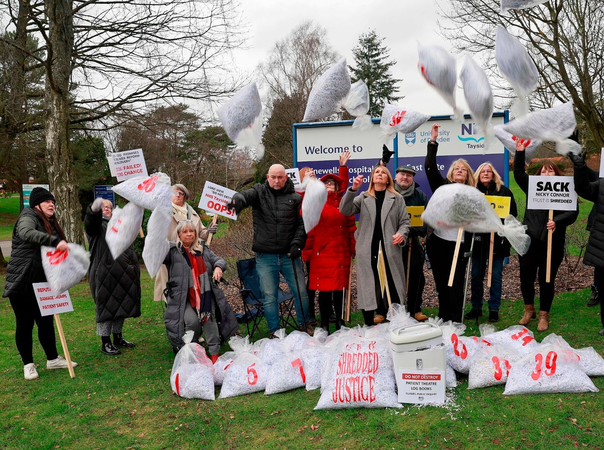 Campaigners protest at Ninewells Hospital on Thursday