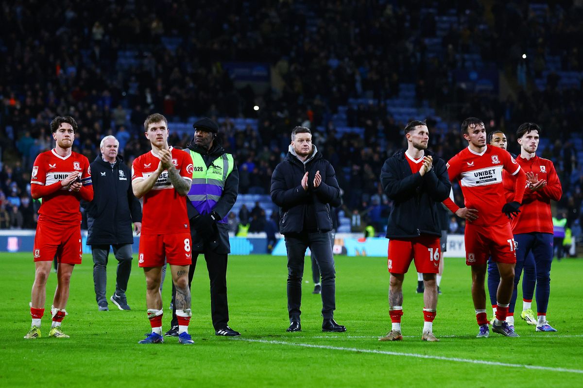 Middlesbrough boss Kim Hellberg thanks the fans at the end of the match