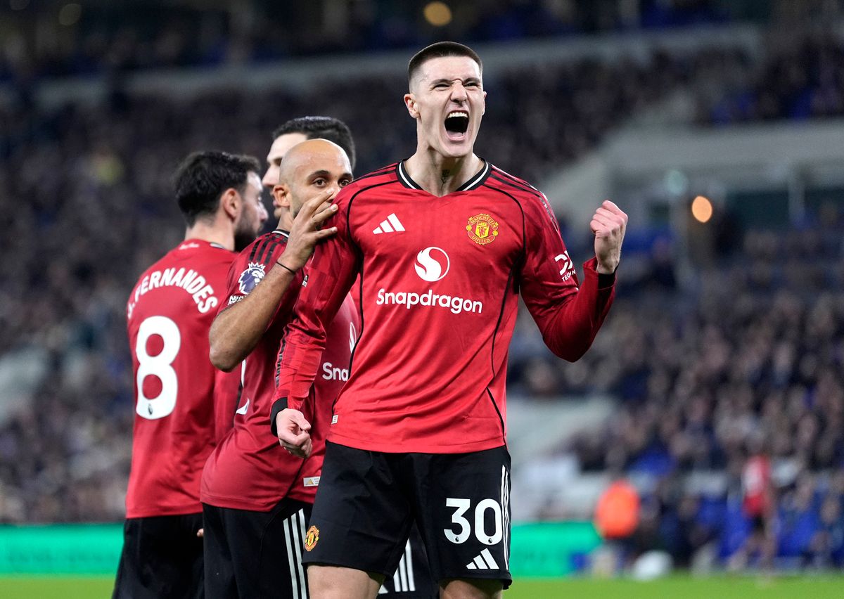 Benjamin Sesko celebrates scoring for Manchester United