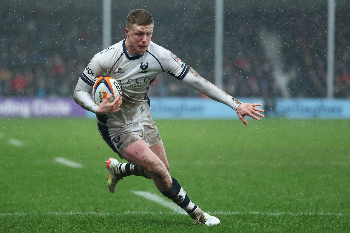 EXETER, ENGLAND - JANUARY 24: Noah Heward of Bristol runs with the ball during the Gallagher PREM match between Exeter Chiefs and Bristol Bears at Sandy Park on January 24, 2026 in Exeter, England. (Photo by Dan Istitene/Getty Images)