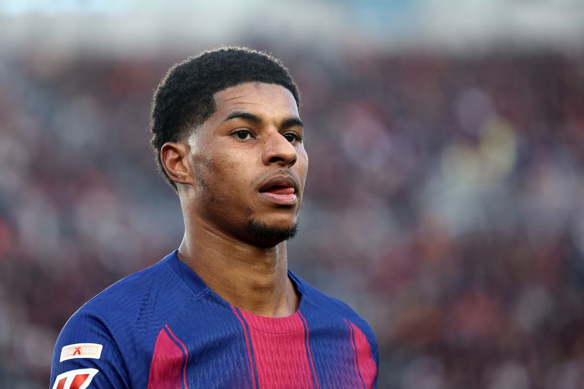 Marcus Rashford in action for Barcelona