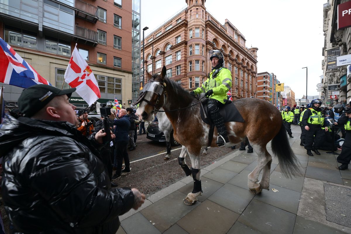 Britain First protesters in Manchester city centre