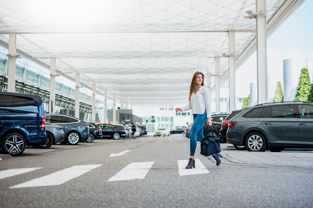 Woman in car park