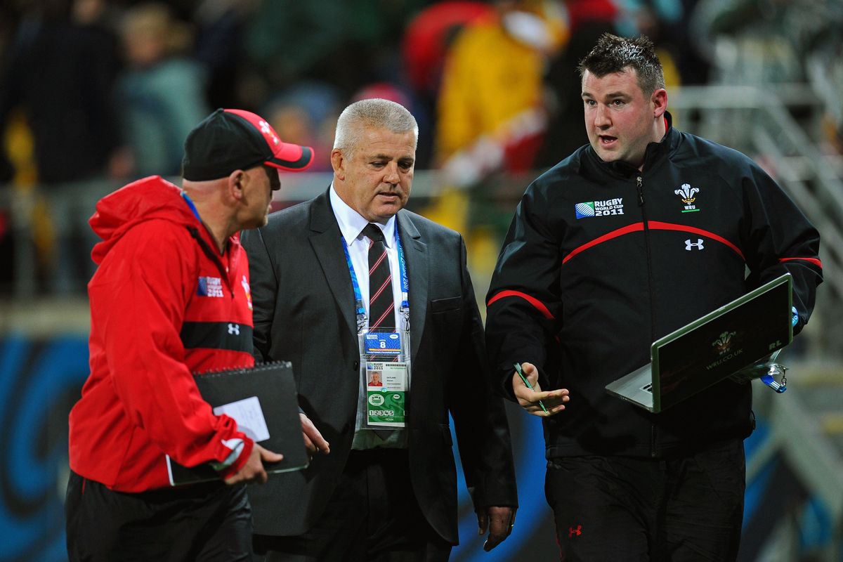 Rhys Long, right, with Warren Gatland 