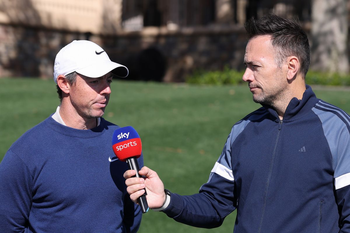 Nick Dougherty of Sky Sports interviews Rory McIlroy