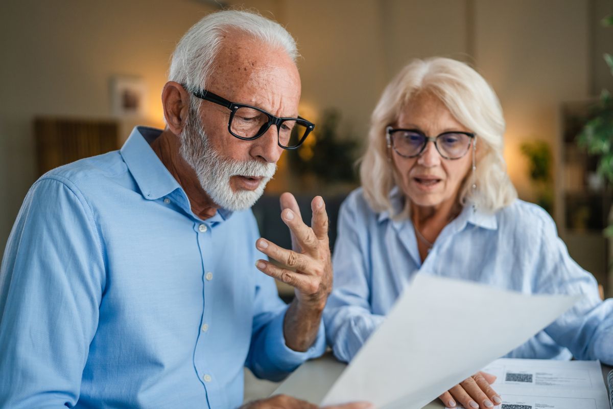 Couple looking at finances