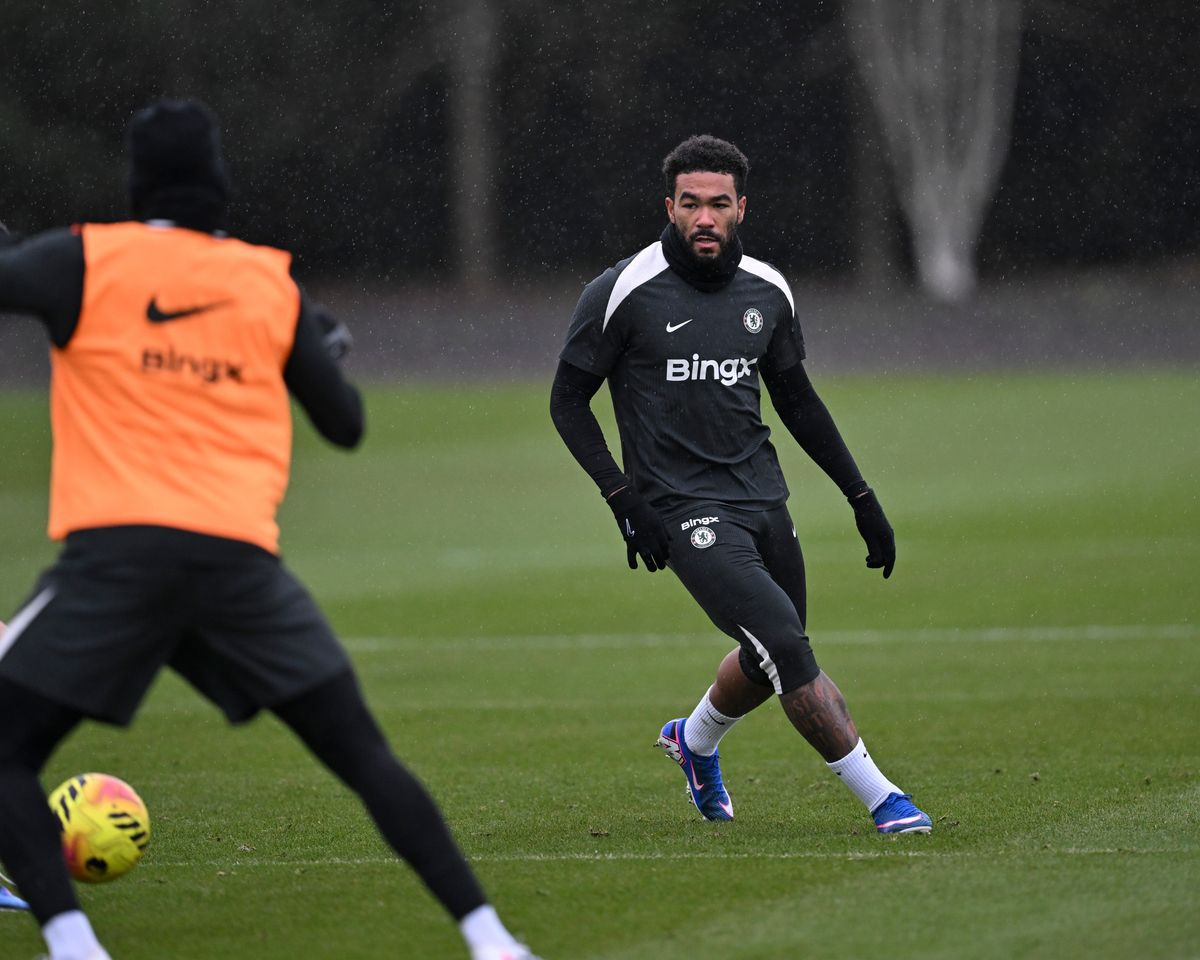 Reece James during a Chelsea training session at Cobham